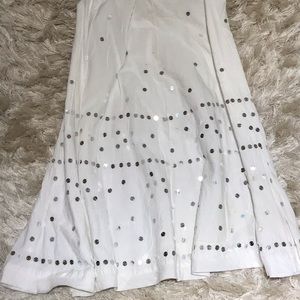 Lightweight white and silver maxi skirt